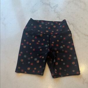 NWOT Splits59 Black Bike Shorts with Orange, Pink & Teal Floral Print